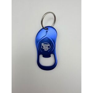 Banana Boat Flip Flop Bottle Opener Keychain Blue Metallic Aluminum Sandal Logo